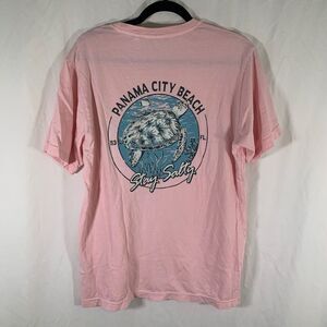 Panama City Beach Shirt Women's Large Pink Short Sleeve Crew Neck Turtle